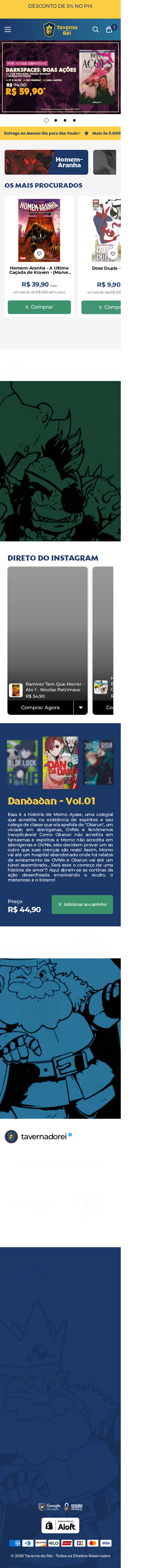Homepage da Taverna do Rei — mobile
