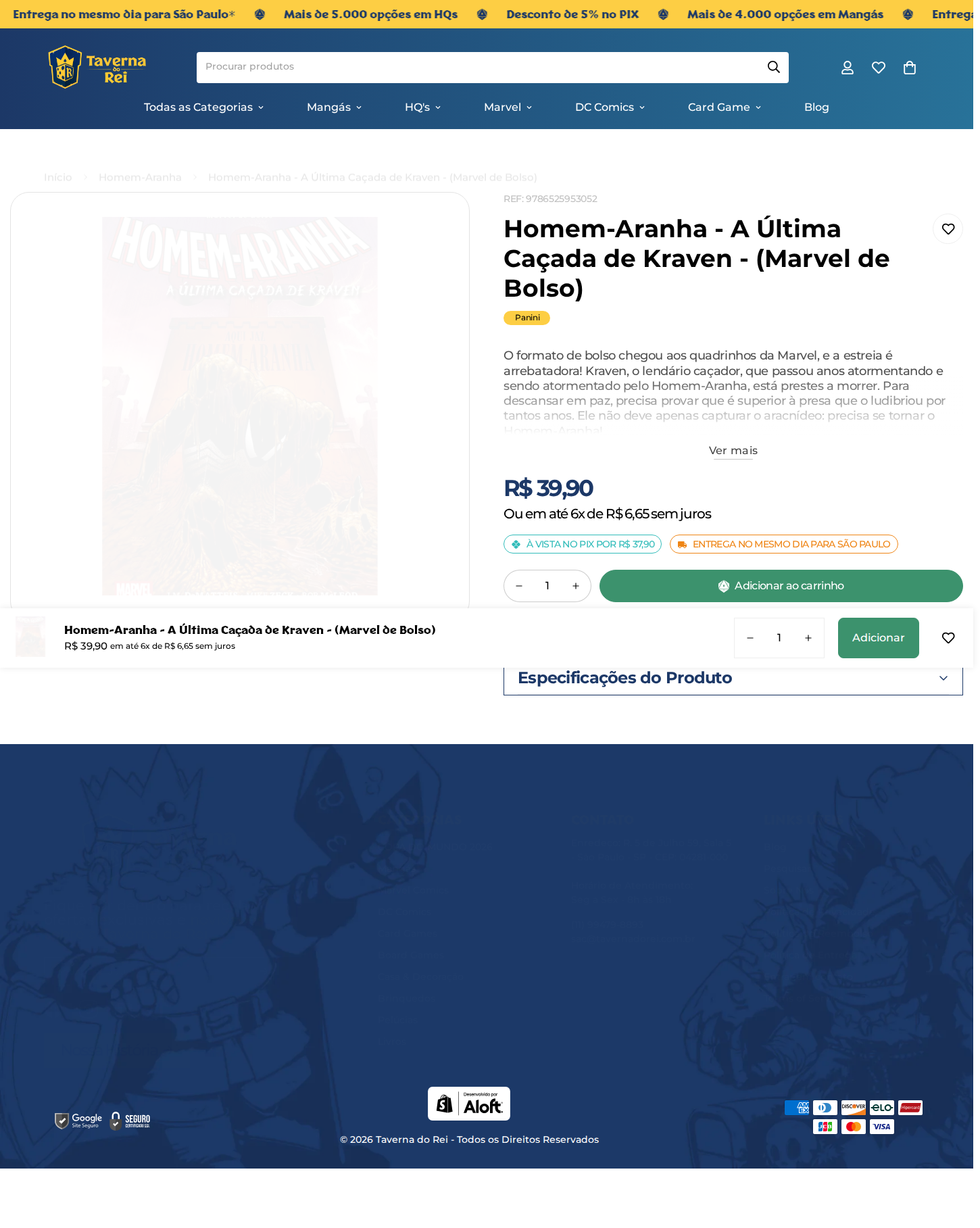 Página de produto — Homem-Aranha A Última Caçada de Kraven