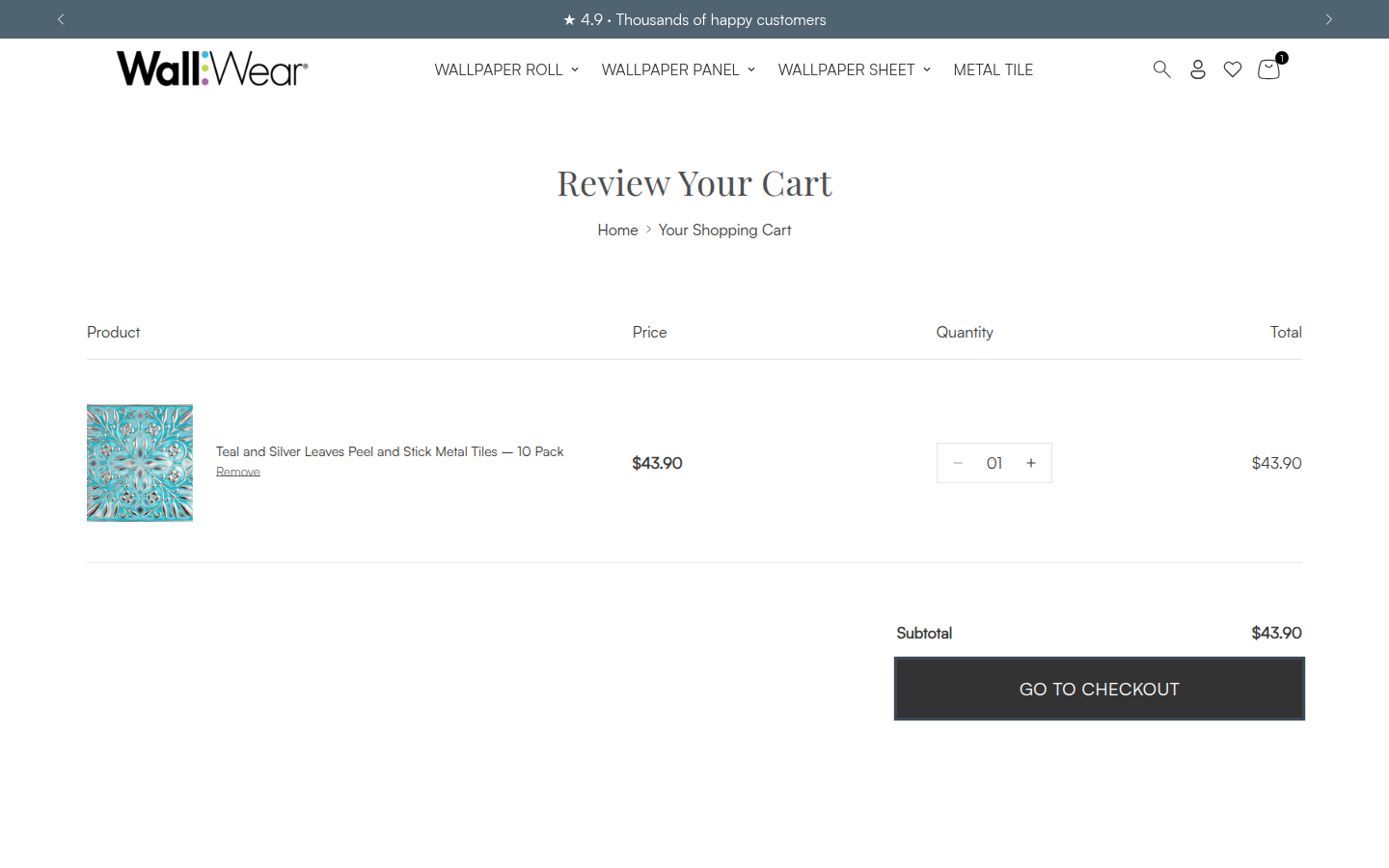 WallWear cart page