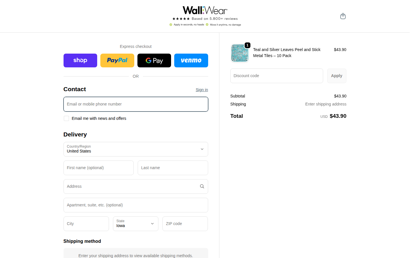 WallWear checkout