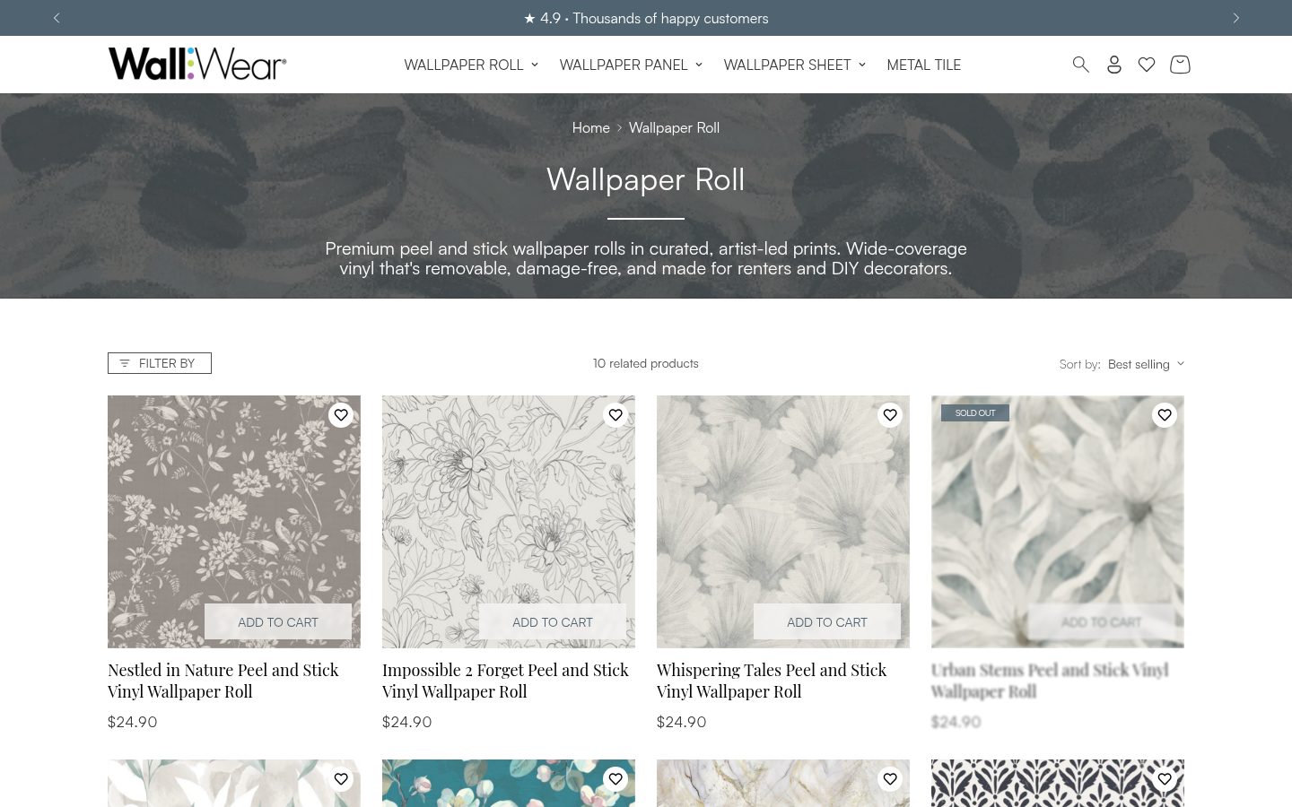 WallWear wallpaper roll collection