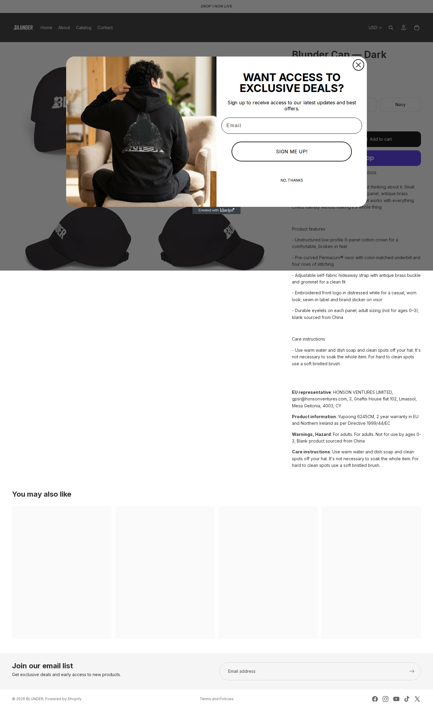 Blunder Cap Dark product page