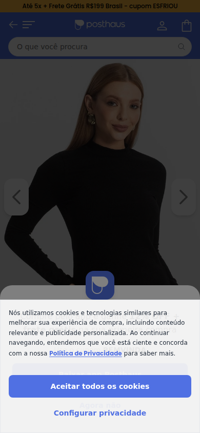 Screenshot de página de produto do Posthaus no mobile