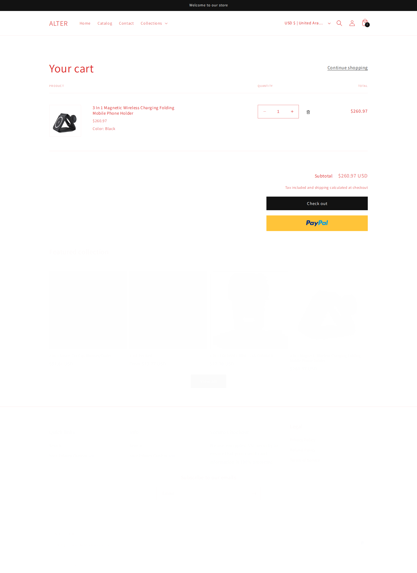 ALTER Cart Page Screenshot
