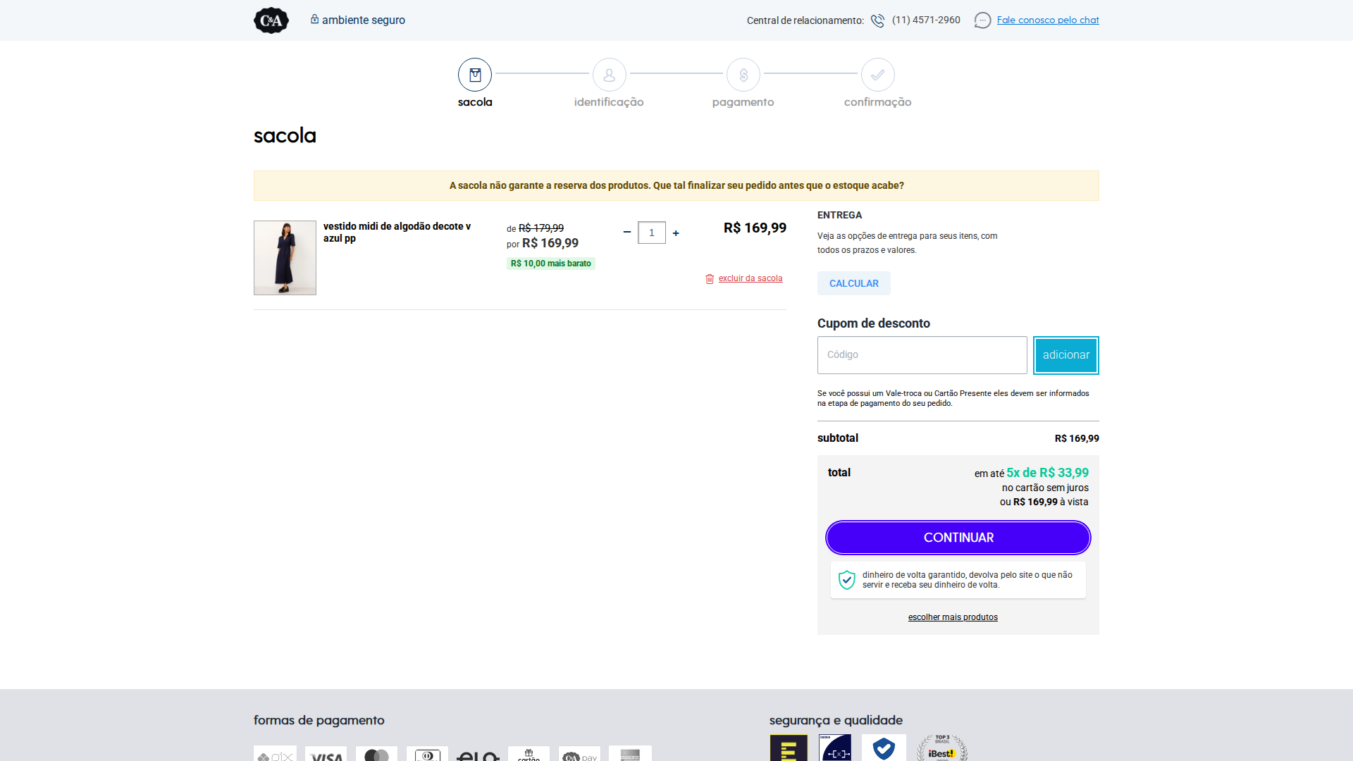 Carrinho desktop C&A