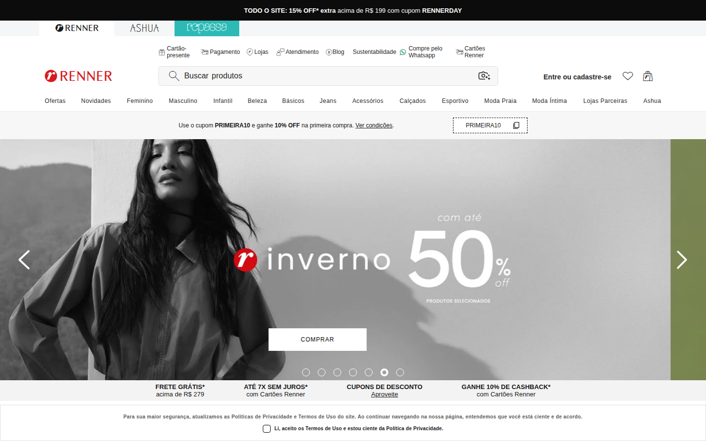Homepage Lojas Renner
