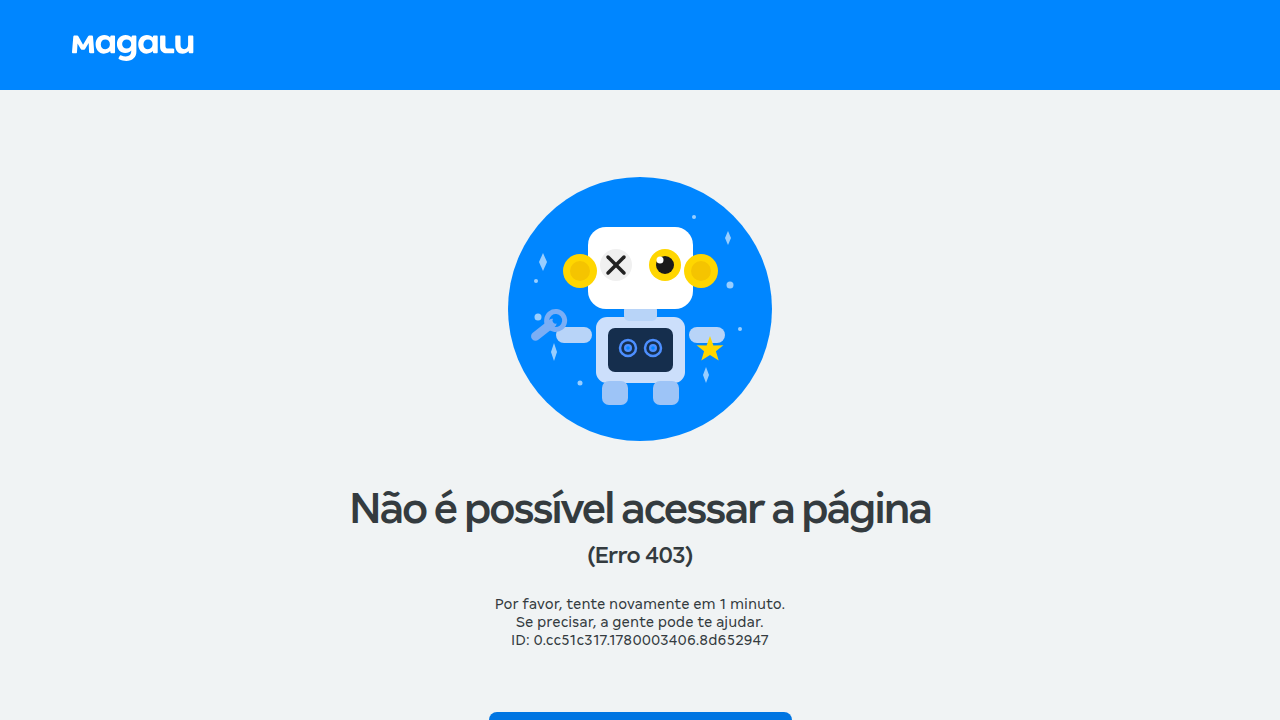 Página de erro 403 do Akamai Bot Manager no magazineluiza.com.br