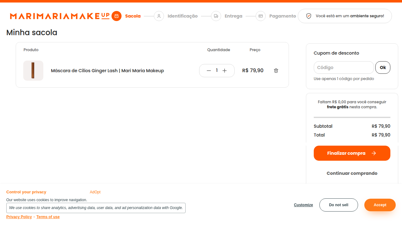 Página de checkout — desktop
