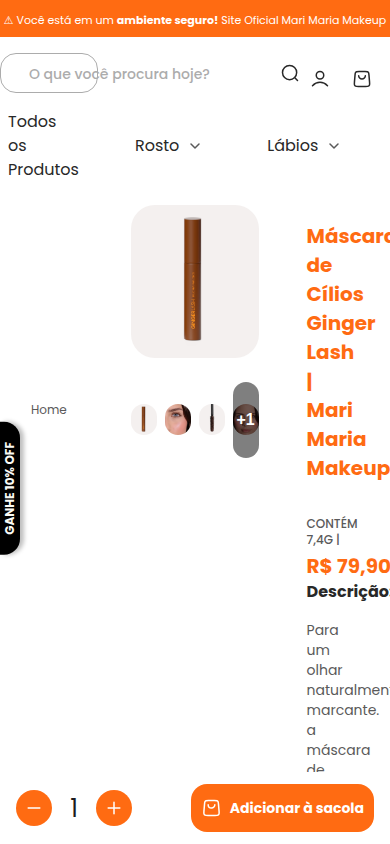 Homepage mobile da Mari Maria Makeup