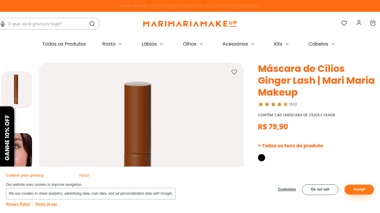 Página de produto Máscara de Cílios Ginger Lash — desktop