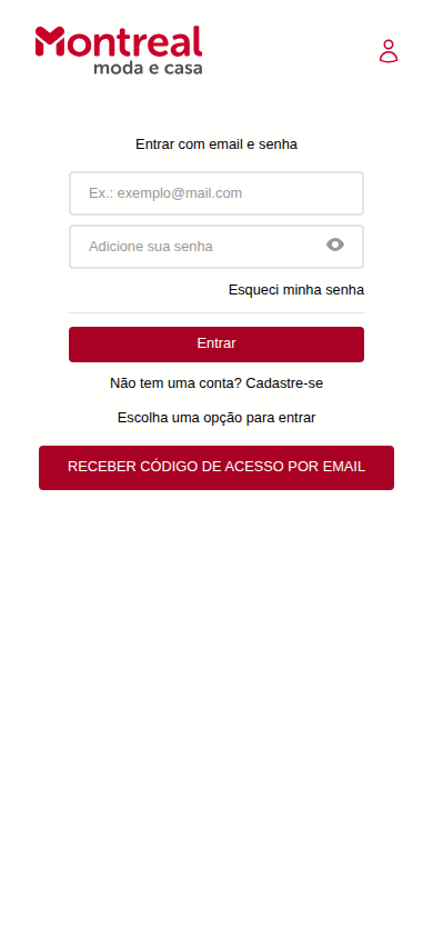 Login em dispositivo móvel